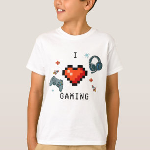 Ik hou van gamen Pixel Hart Kids Gamer T-shirt
