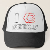 Ik hou van geeks ASCII ART Trucker Pet (Voorkant)