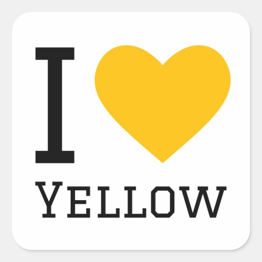Ik hou van geel vierkante sticker (Voorkant)