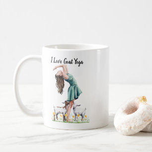 Ik hou van geit-yoga-typografie, schattig meisje e koffiemok