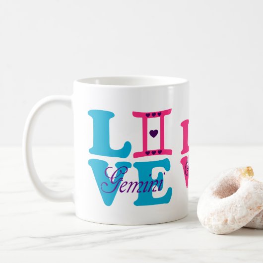 ♊★ 😍Ik hou van Gemini-Best-Zodiac teken klassieke Koffiemok (Met donut)