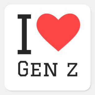 Ik hou van gen z vierkante sticker