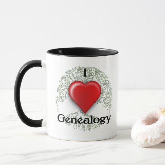 Ik hou van Genealoge Aangepaste Mok (Met donut)