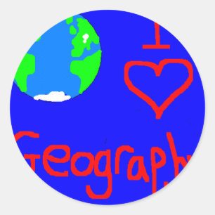ik hou van geography stropdas ronde sticker