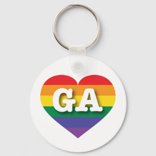 Ik hou van Georgia Gay Pride Rainbow Heart Sleutelhanger