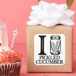Ik hou van gepekelde komkommer - augurk komkommer vierkante sticker