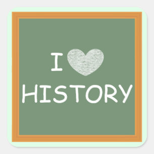 Ik hou van geschiedenis vierkante sticker
