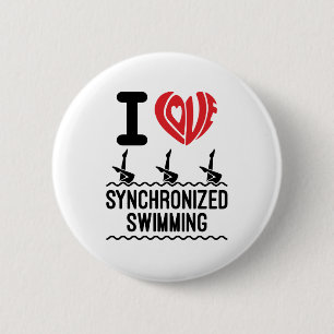 Ik hou van gesynchroniseerd zwemmen ronde button 5,7 cm