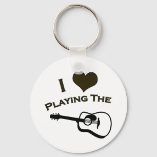 Ik hou van gitaar spelen sleutelhanger