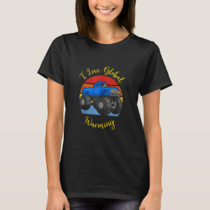Ik hou van Global Warming Monster Truck Retro Suns T-shirt