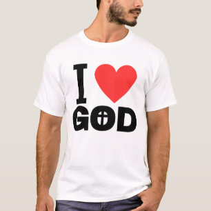 Ik hou van God gecentreerd kruis T-shirt