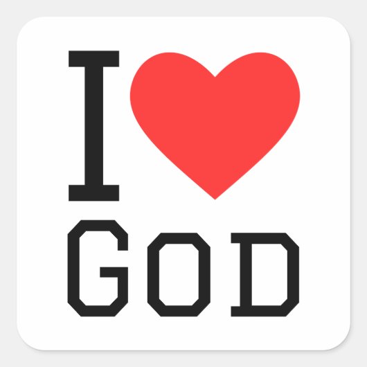 Ik hou van god vierkante sticker (Voorkant)