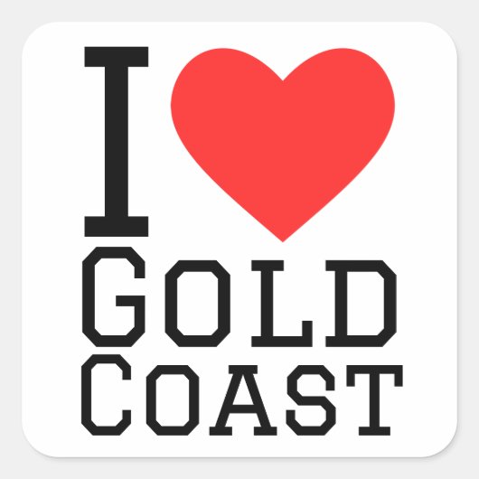 Ik hou van Gold Coast Vierkante Sticker (Voorkant)