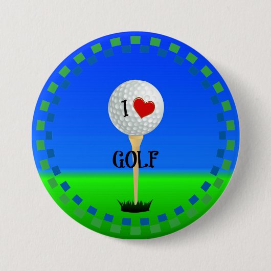 Ik hou van Golf Ronde Button 7,6 Cm (Voorkant)