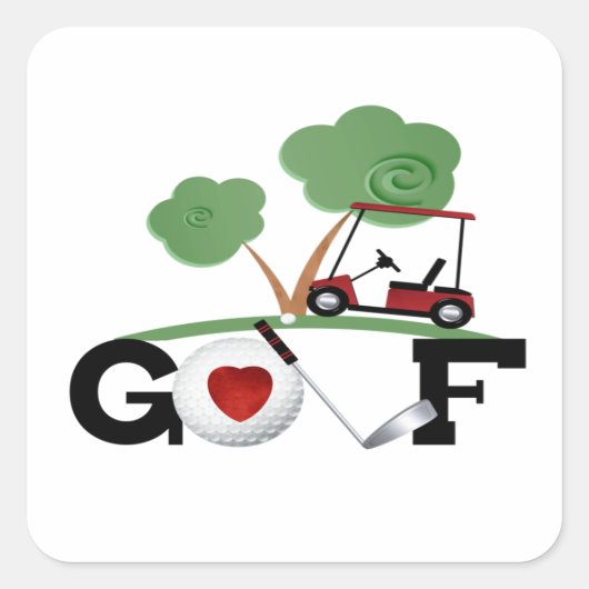 Ik hou van Golf Square sticker (Voorkant)