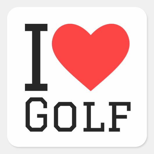 Ik hou van golf vierkante sticker (Voorkant)