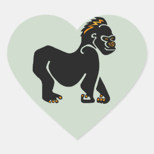 Ik hou van GORILLAS - Apen - Primaat - Afrikaanse  Hart Sticker