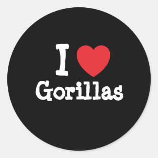 Ik hou van Gorillas hart op maat gepersonaliseerd Ronde Sticker