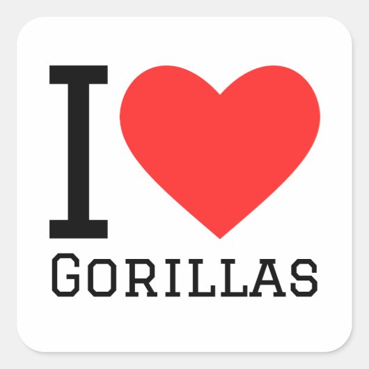 Ik hou van gorilla's vierkante sticker (Voorkant)