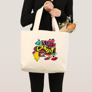 Ik hou van graffiti lippen ogen bucket kleur rood  grote tote bag