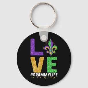 Ik hou van Grammy Life Mardi Gras GrammyMyLife Fle Sleutelhanger