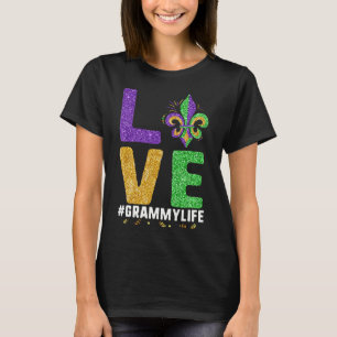 Ik hou van Grammy Life Mardi Gras GrammyMyLife Fle T-shirt