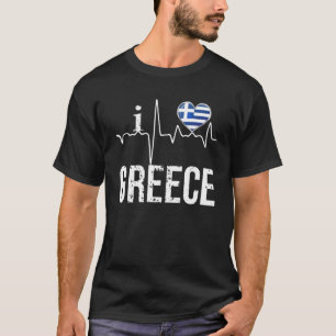 Ik hou van Griekenland hartslag vlag voor Griekse  T-shirt