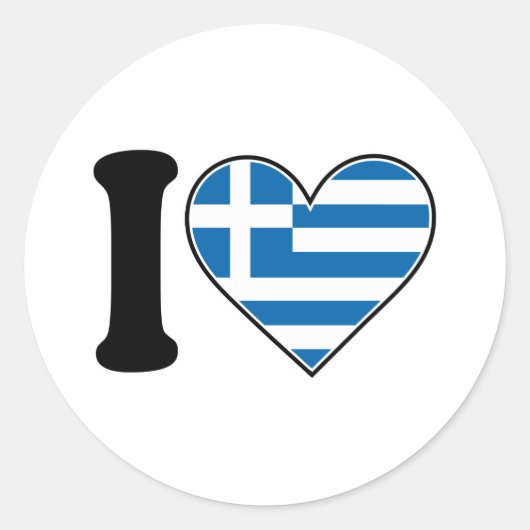Ik hou van Griekenland Ronde Sticker (Voorkant)