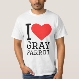 Ik hou van grijze papegaai t-shirt