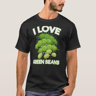 Ik hou van groene bonen gezonde groenten en groene t-shirt