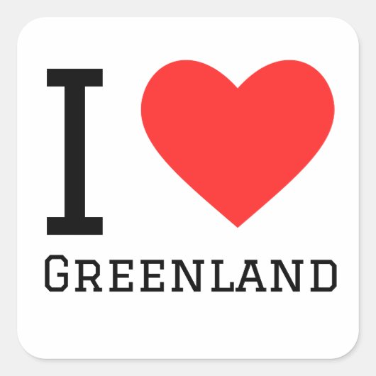 Ik hou van Groenland Vierkante Sticker (Voorkant)