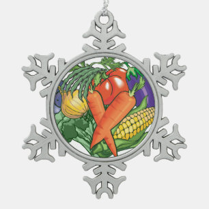 Ik hou van groenten en tuinieren tin sneeuwvlok ornament