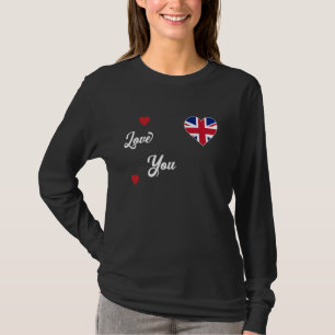 Ik hou van Groot-Brittannië met de Britse vlag in  T-shirt