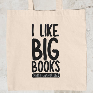 Ik hou van grote boeken Grappige boekenwurm lezer Tote Bag