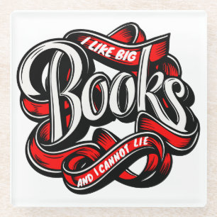Ik hou van grote boeken kalligrafie glazen onderzetter