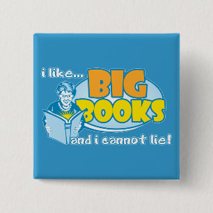 Ik hou van grote boeken vierkante button 5,1 cm