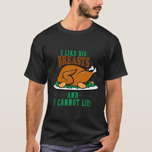 Ik hou van grote borsten en kan geen grappige kalk t-shirt