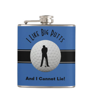 Ik Hou van Grote Putts Golf Citaat Humor Grappig B Heupfles