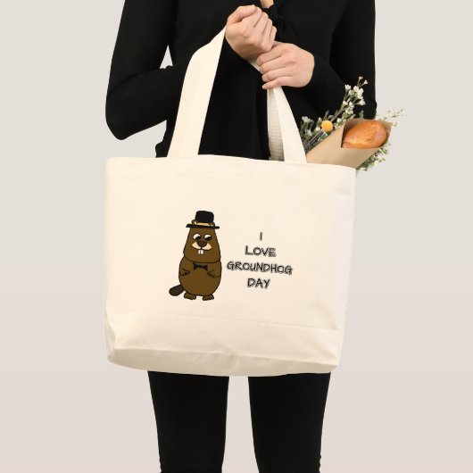 Ik hou van Groundhog Day Grote Tote Bag (Voorkant (product))