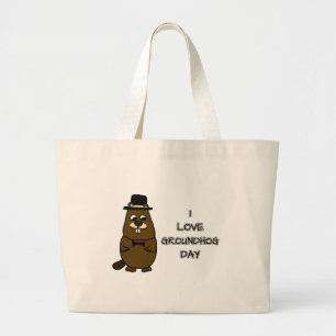 Ik hou van Groundhog Day Grote Tote Bag
