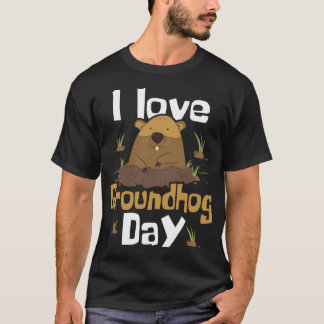 Ik hou van Groundhog Day - Woodchuck Groundhog Day T-shirt