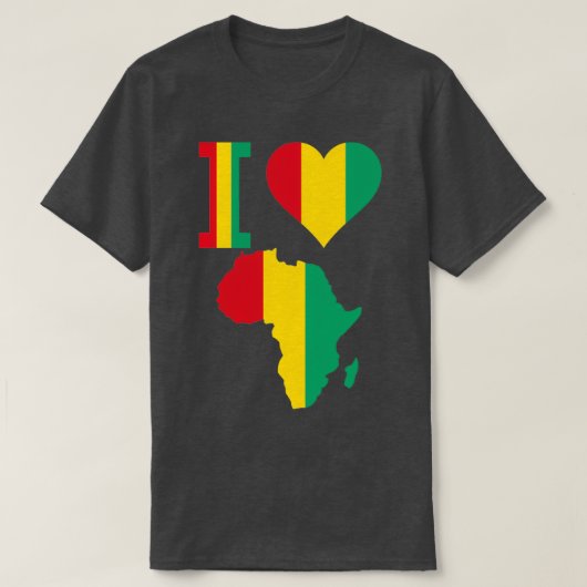 Ik hou van Guinee Conakry vlag Afrikaanse kaart T-shirt (Design voorkant)