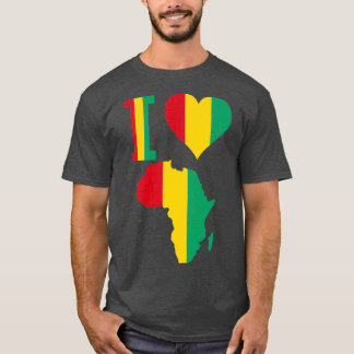 Ik hou van Guinee Conakry vlag Afrikaanse kaart T-shirt