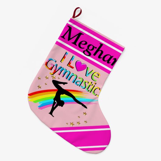 IK HOU VAN GYMNASTIEK GEPERSONALISEERDE KERSTKOUS GROTE KERSTSOK (Voorkant (Hangend))