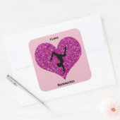 Ik hou van gymnastiek glitter hart Sticker (Envelop)