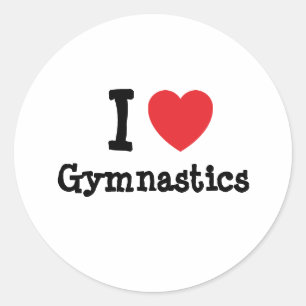 Ik hou van Gymnastiek hart op maat gepersonaliseer Ronde Sticker