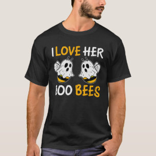 Ik hou van haar boek bijen grappig halloween paar  t-shirt