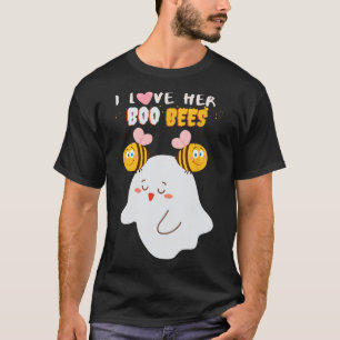 Ik hou van haar boek bijen grappig Halloween paar T-shirt