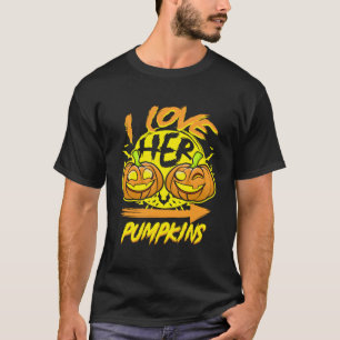 Ik hou van haar pompoenen grappig paar bijpassende t-shirt