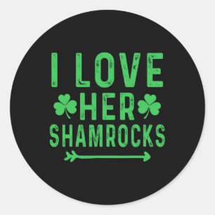 Ik hou van haar Shamrocks-shirts St Patricks Day-m Ronde Sticker